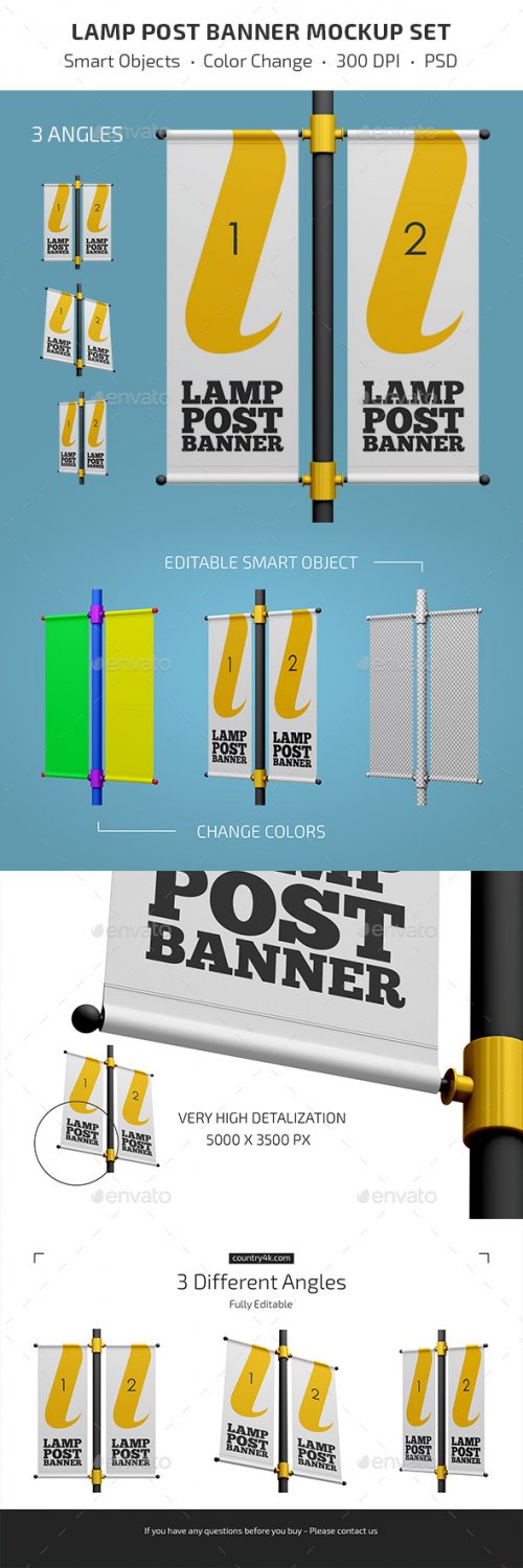 Lamp Post Banner Mockup Set 27825437
