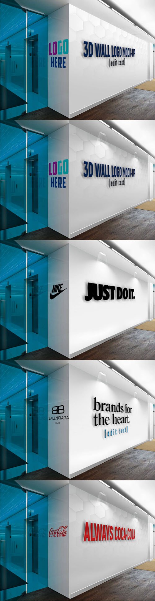3D Wall Logo PSD Mockup