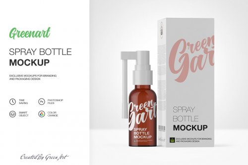 Spray Bottle W Kraft Box - 2 Mockup 2381901
