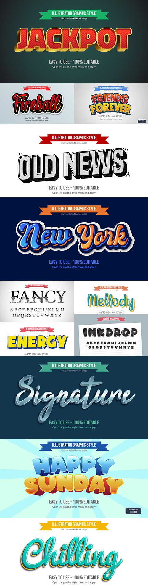 Editable font effect text collection illustration design 163