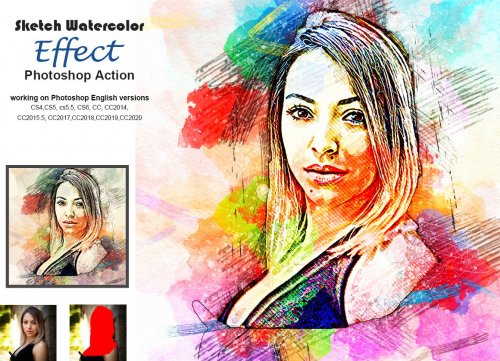 Sketch Watercolor Effect PS Action 5203559