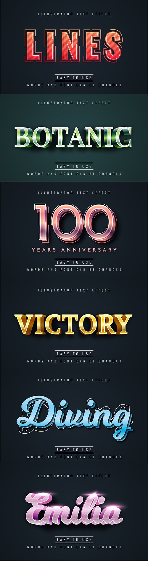 Editable font effect text collection illustration design 166