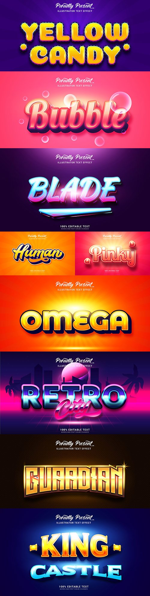 Editable font effect text collection illustration design 167