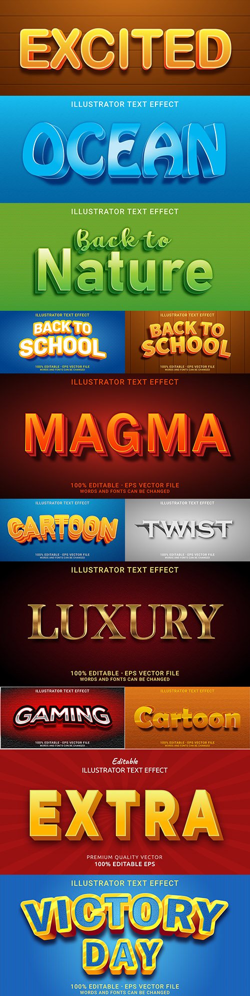 Editable font effect text collection illustration design 174