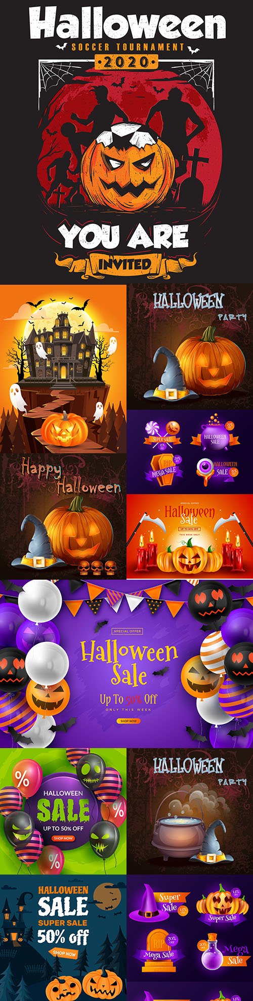 Happy Halloween holiday banner illustration collection 3