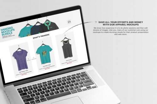 T-Shirt Mockup - Hanging Apparel Bundle