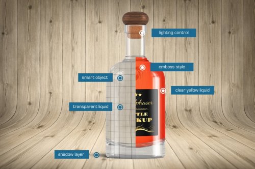 Clear Rum Brandy Vodka Bottle Mockup 4550608