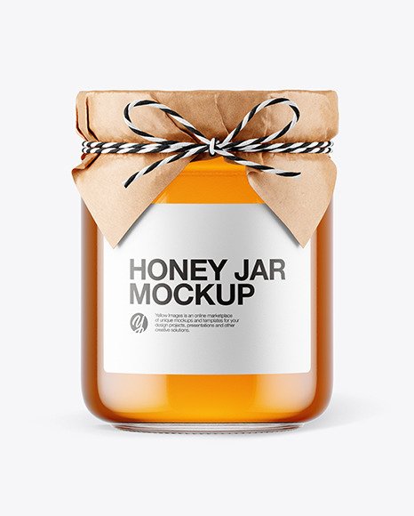 Glass Honey Jar with Paper Cap Mockup 65486
