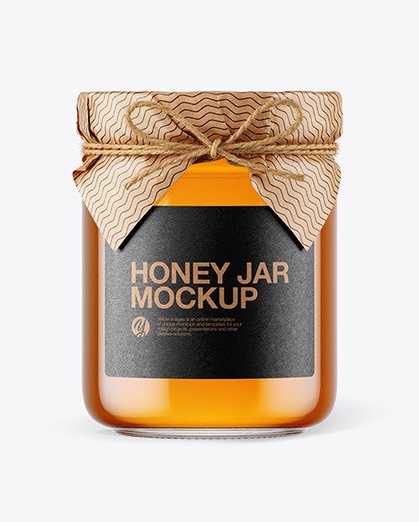Glass Honey Jar with Paper Cap Mockup 65486