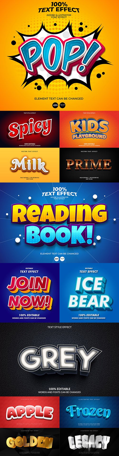 Editable font effect text collection illustration design 177