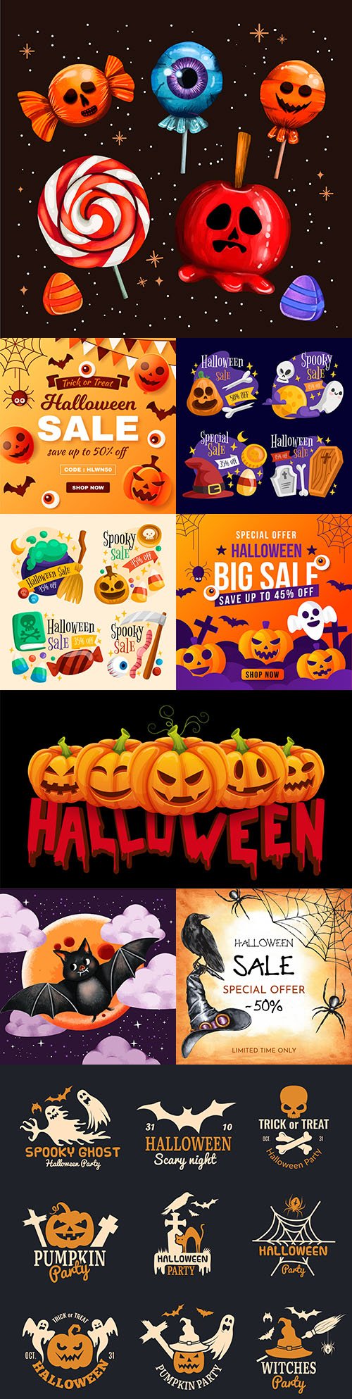 Happy Halloween holiday banner illustration collection 4