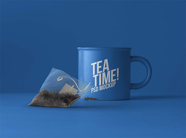 Tea Cup with Tea Bag Mockup