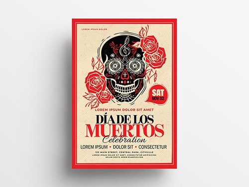 Dia De Los Muertos Illustrative Flyer Layout