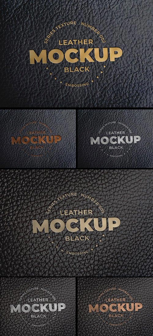 Embossed Black Leather Logo Mockups