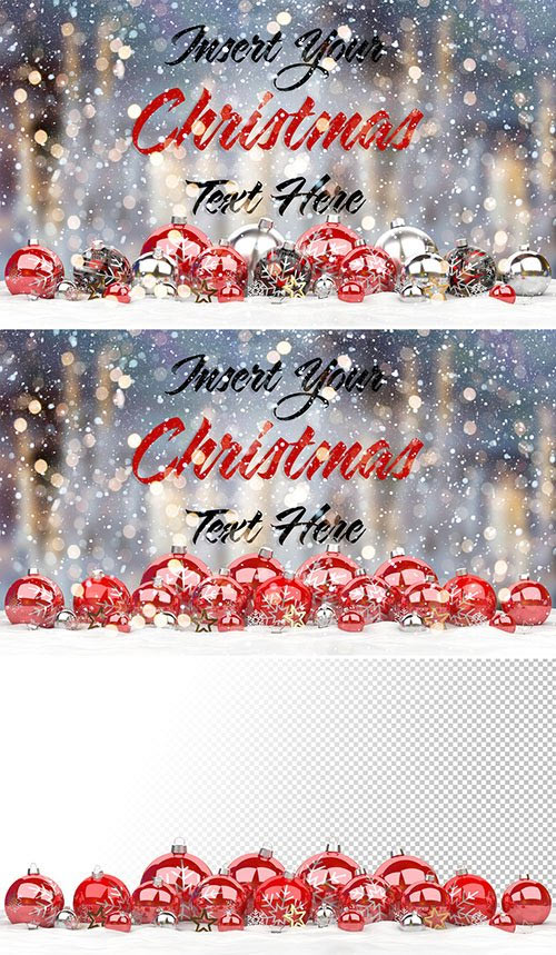 Web Christmas Card Mockup with Ornaments