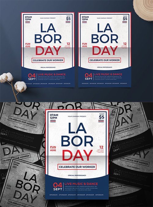 Labor Day PSD and AI Flyer