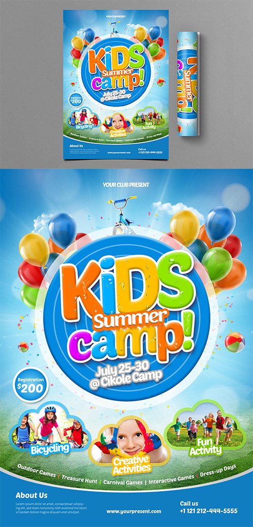 Kids Summer Camp PSD Flyer