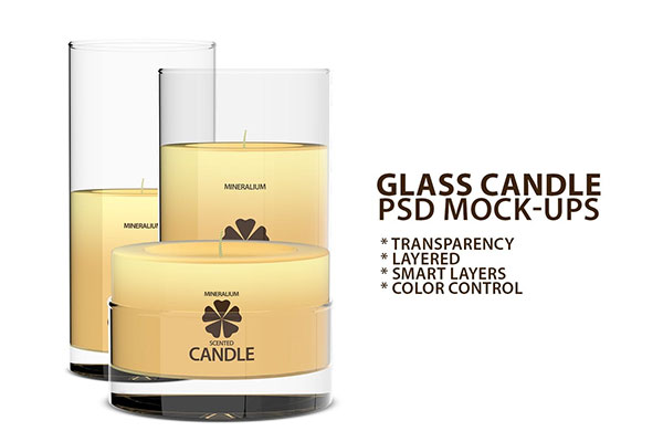 Glass Candle PSD Mock-ups