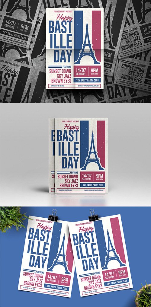 Bastile Day PSD and AI Flyer