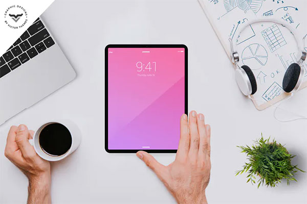 Tablet on Table Mockup PSD Template