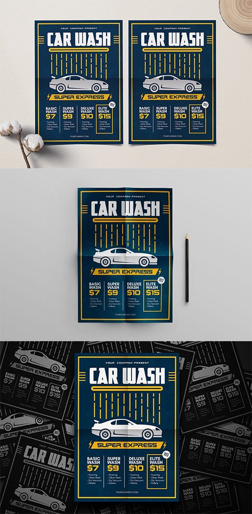 Car Wash PSD and AI Flyer