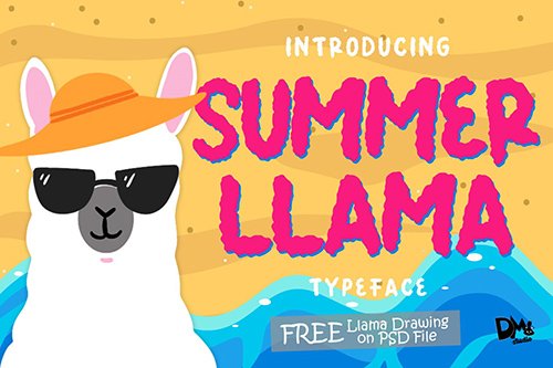 Summer Llama Typeface - Extra Drawing Llama