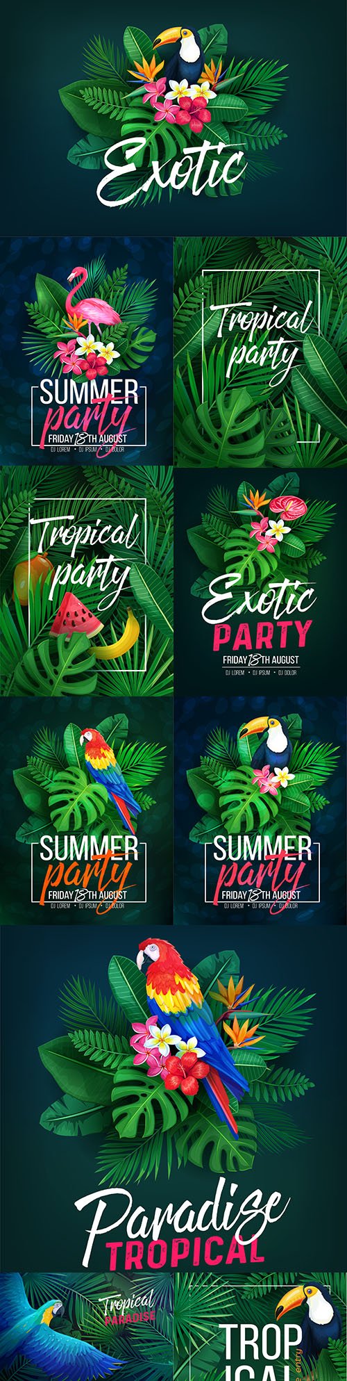 Summer tropical party bright design illustration