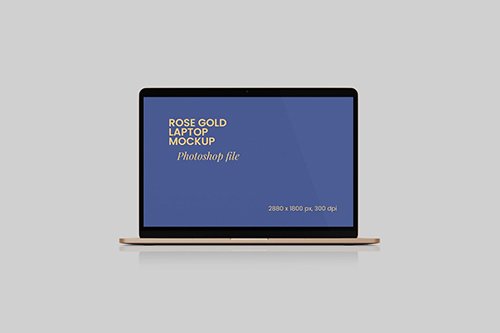 Rose gold laptop mockup