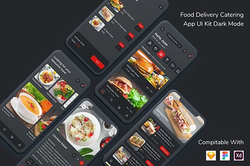 Food Delivery Catering App UI Kit Dark Mode