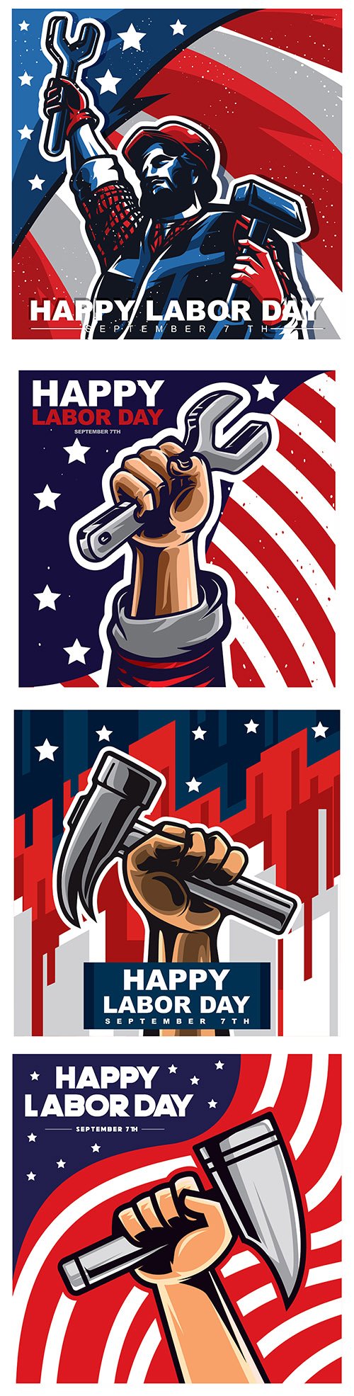 Happy Labor Day banner flat design illustrations 4