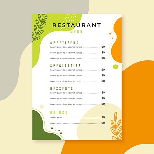 Restaurant menu template style