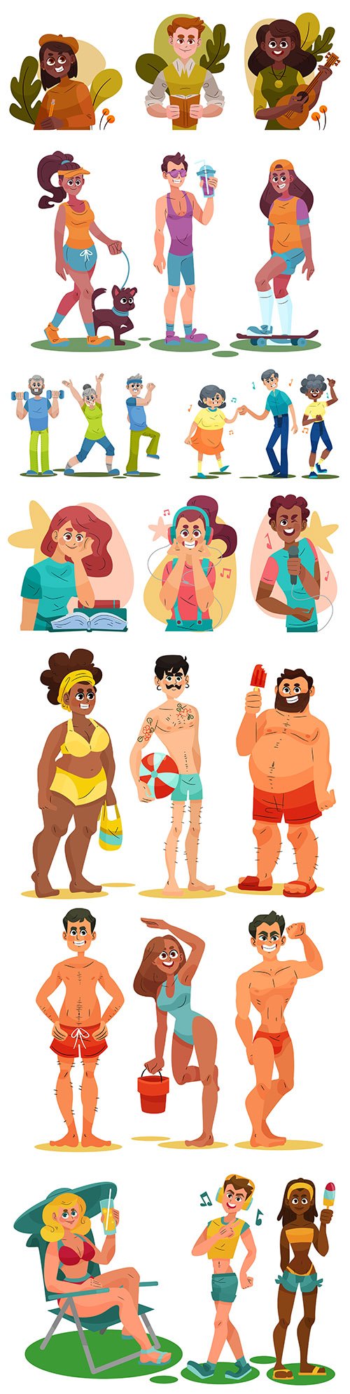 People summer holiday on the beach and active sports