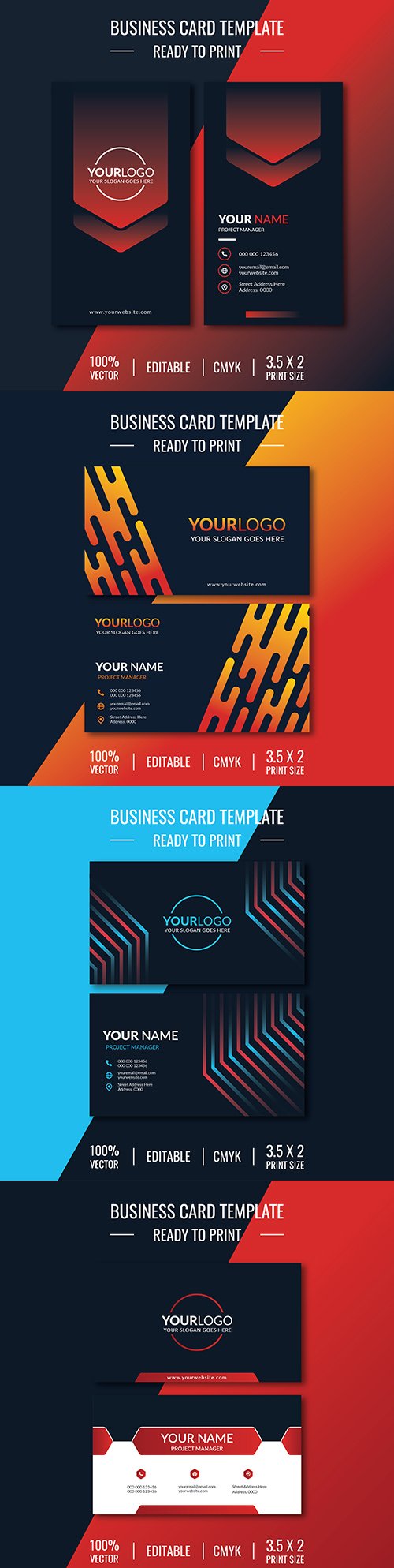 Business card template design on dark background