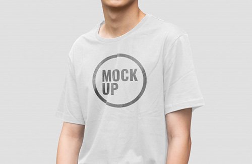 Boy wearing shirt with mockup