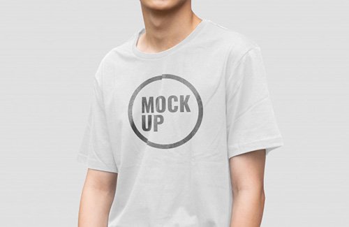 Boy wearing shirt with mockup