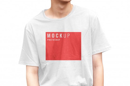 Boy wearing shirt with mockup