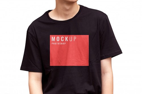 Boy wearing shirt with mockup