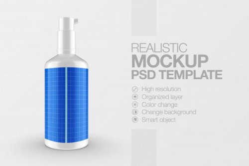 Realistic bottle packaging container mockup