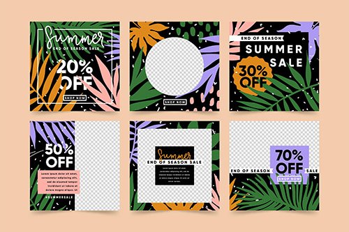 Collection of tropical end of summer sales posts