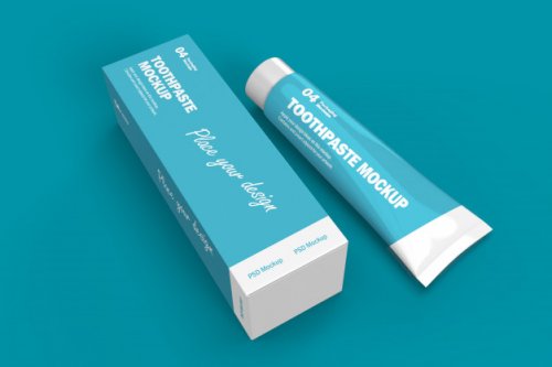 3d packaging design mockup of toothpaste tube and box