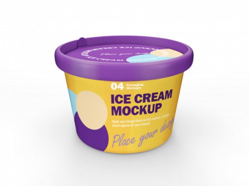 3D Packaging Design Mockup of Ice Cream Cup