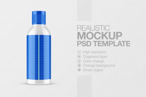 Realistic bottle packaging container mockup