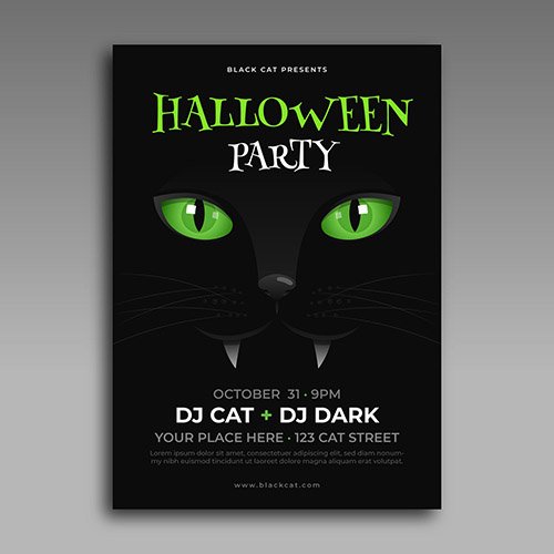 Flat design halloween party poster template