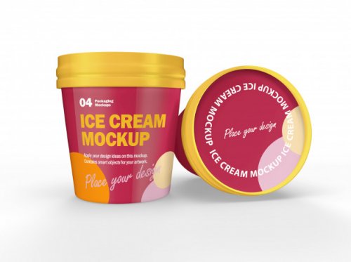 3D Packaging Design Mockup of Ice Cream Cup
