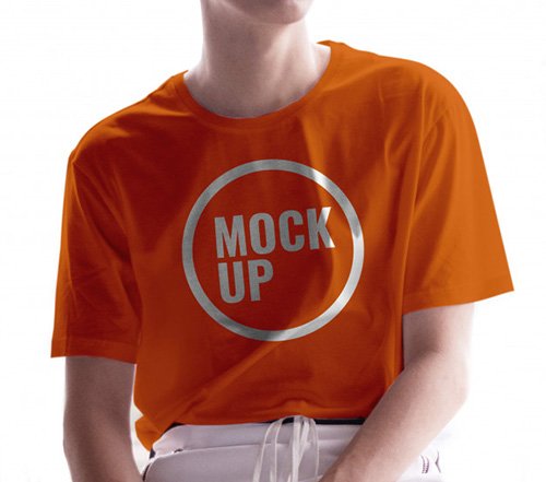 Boy wearing shirt with mockup