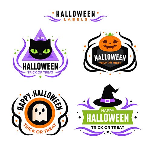 Flat design halloween badge collection