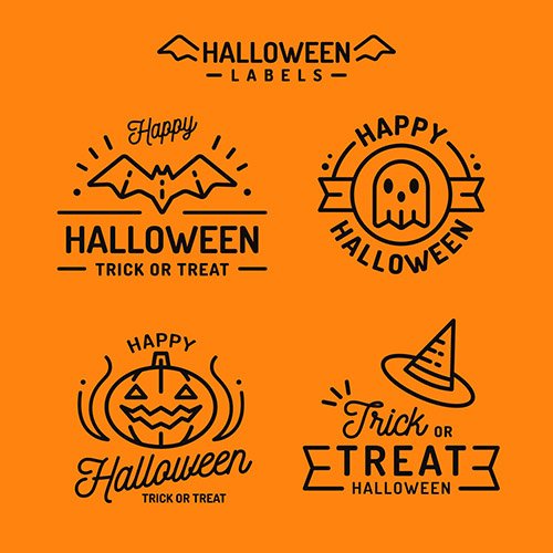 Flat design halloween badge collection