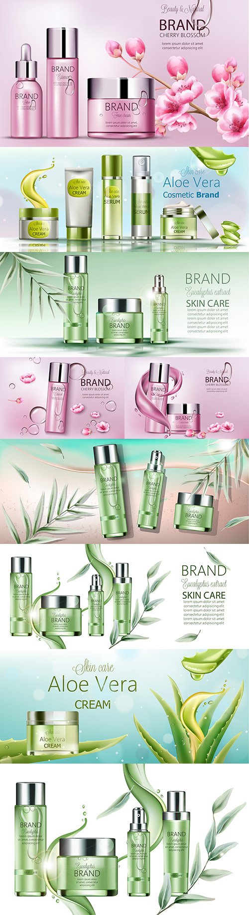 Body cosmetics set Brand name with place for text 3d illustration 3