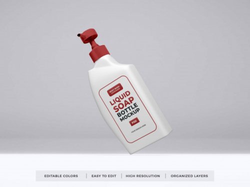 Realistic liquid soap bottle packaging mockup