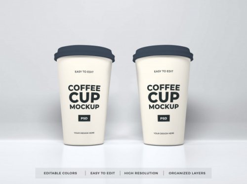 Realistic Paper Coffee Cup Mockup 12 PSD